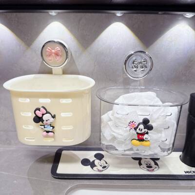 卡通吸盘壁挂式垃圾二次洗脸毛巾收纳盒脸盆架浴室墙