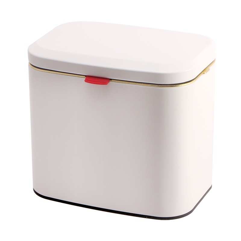 4L不锈钢厨房垃圾桶厨房柜门免打孔壁挂式收纳桶家用带盖桌面纸篓