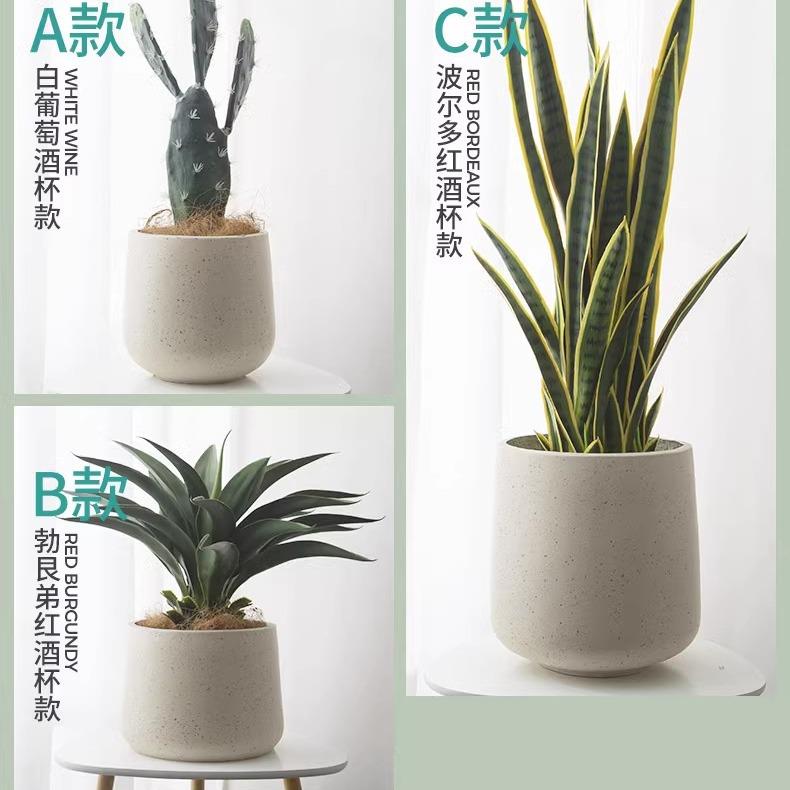包邮!圆形花盆镁泥花盆客厅阳台落地植物盆栽花园庭院仿水泥花器