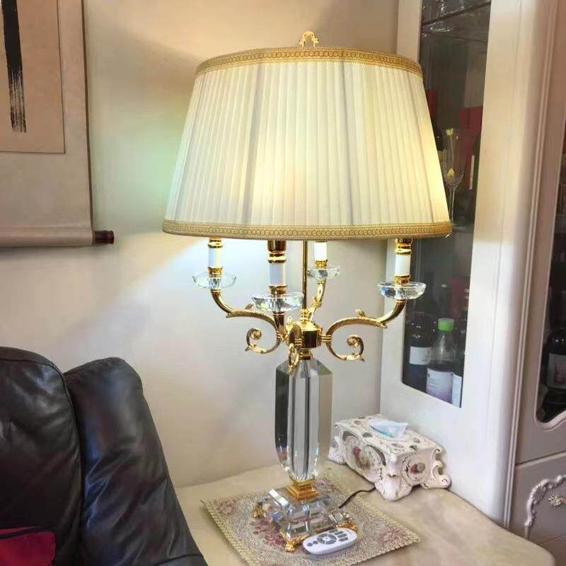 欧式水晶台灯客厅卧室床头灯美式角几灯书房奢华高档宫廷大号台灯