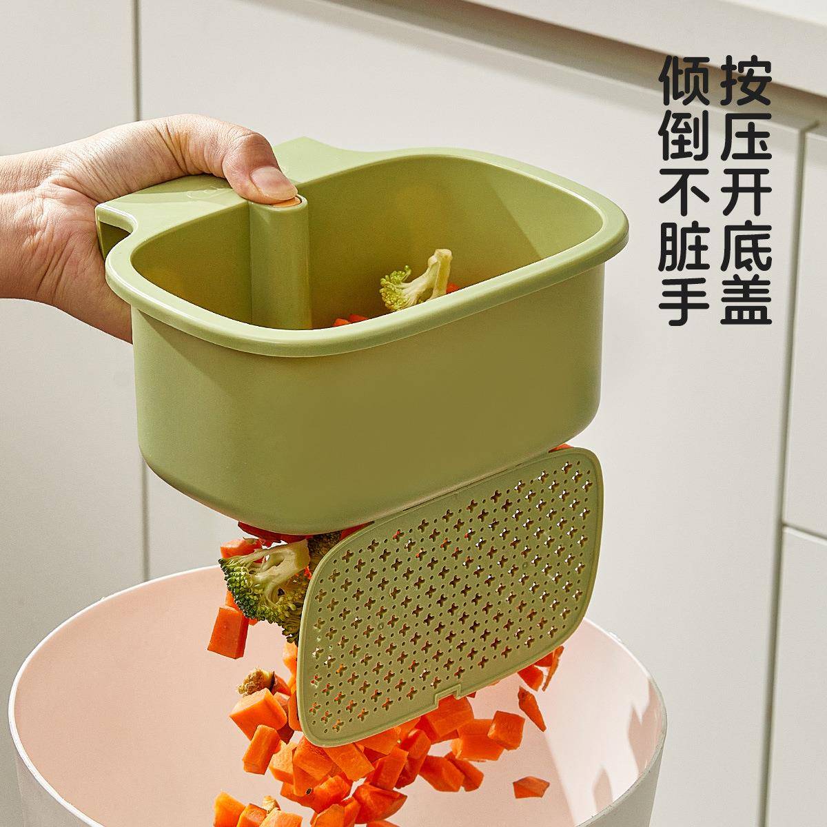 挂水槽沥水篮按压式多功能壁挂食物残式渣/过滤离分可器清洗滤水