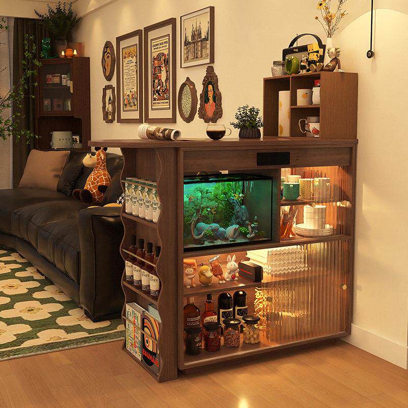 奢屋家俱全实木吧台桌沙发柜子家用客厅伸缩餐柜小户型隔断岛台