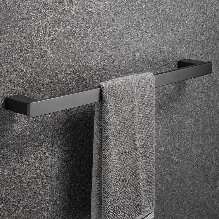 黑色304不锈钢卫生间浴巾架挂件套装简约浴室墙上壁挂置物毛巾架