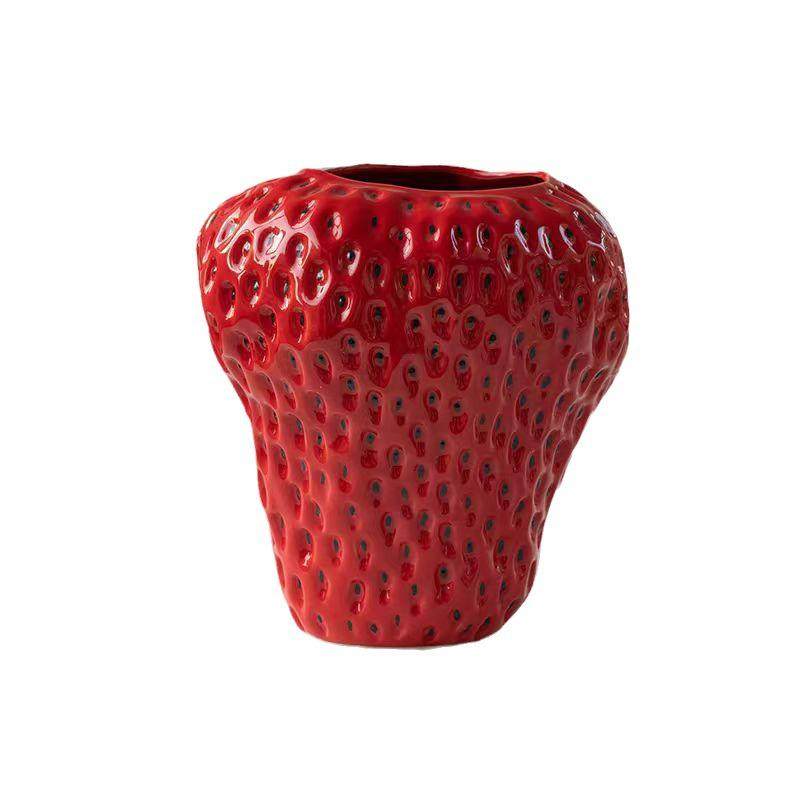 草莓创意陶瓷花瓶摆件客厅插花高级感轻奢年宵花新年装饰,家居饰品,花瓶,淘宝优惠券,粉丝福利购,淘宝优惠卷