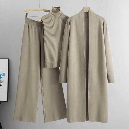 Modest Fashion Simple Knitted Turtle Neck Tank Top and Wide
