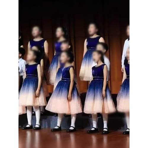 高档新款儿童生合唱服装演出男女童礼服服学中小表演朗诵纱裙大合