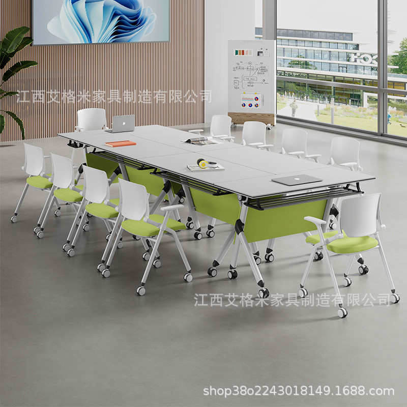 可折叠培训桌会议桌椅组合双人课桌子可移动拼接多功能办公桌长条