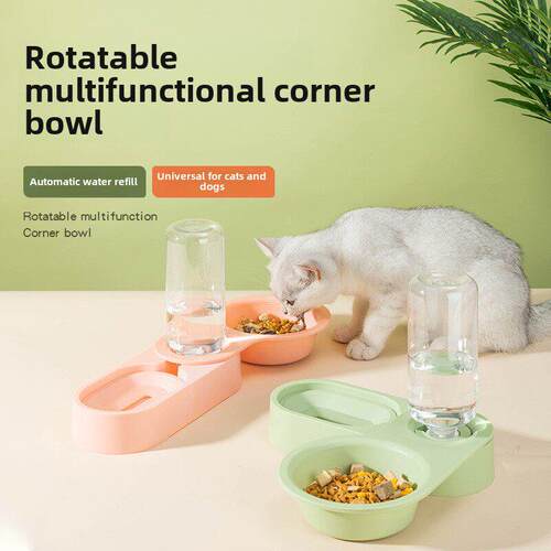 猫碗猫食盆不锈钢狗食盆可旋转折叠易清洗防打翻水碗猫咪自动饮水