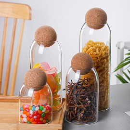 软木球塞玻璃密封罐创意简约茶叶咖啡豆储物瓶子大号高硼硅收纳瓶