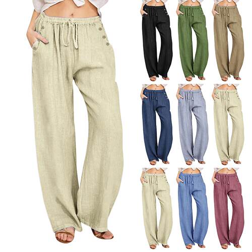 Women's plus size cotton and linen pants for women