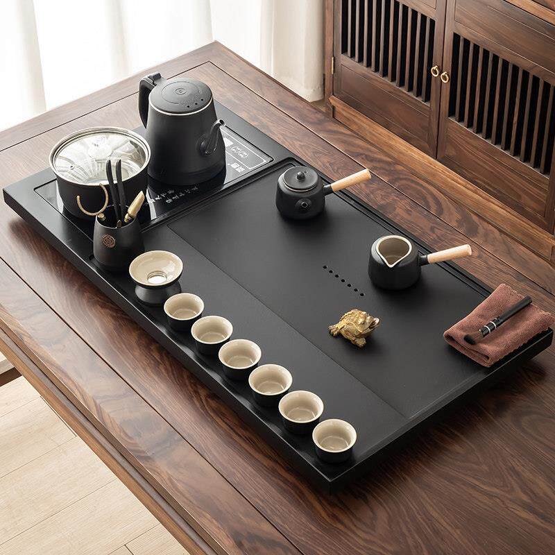 天然乌金石茶盘茶具套组电磁炉一体式家用办公现代简约功夫石茶台