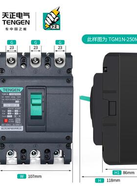 TENGEN天正 TGM1N-250M/3300型塑壳断路器空气开关高分断能力50KA