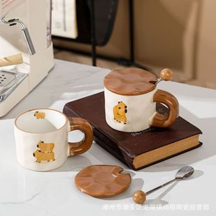 可爱水豚卡皮巴拉马克杯女生家用陶瓷杯情侣水杯高颜值咖啡杯礼品