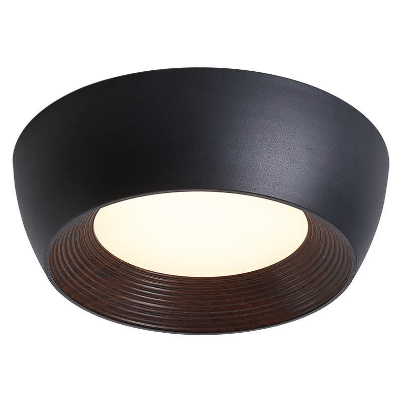 日式护眼吸顶灯卧室侘寂风北欧简约胡桃木纹房间阳台书房灯具8703