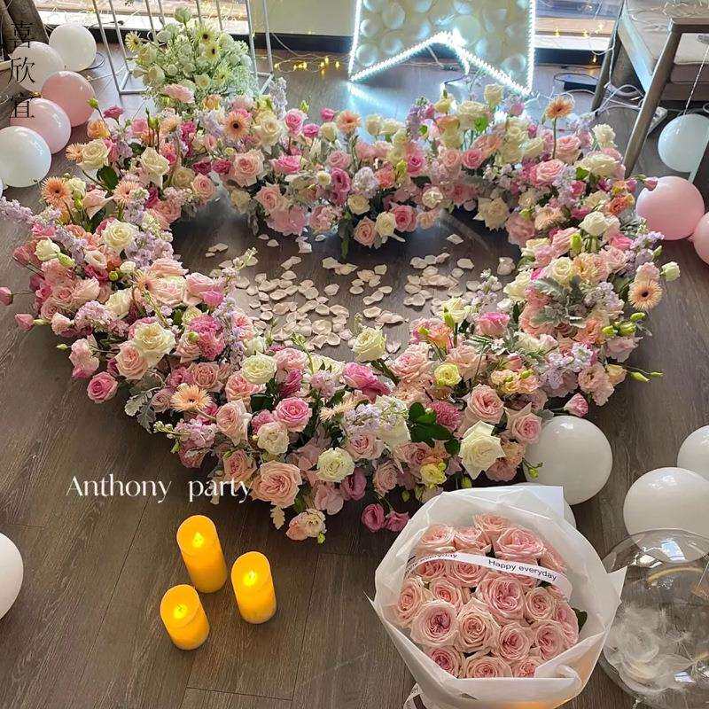 婚庆心形仿真绢花屏风铁艺圆环拱门架子婚礼舞台花门背景摆件布置
