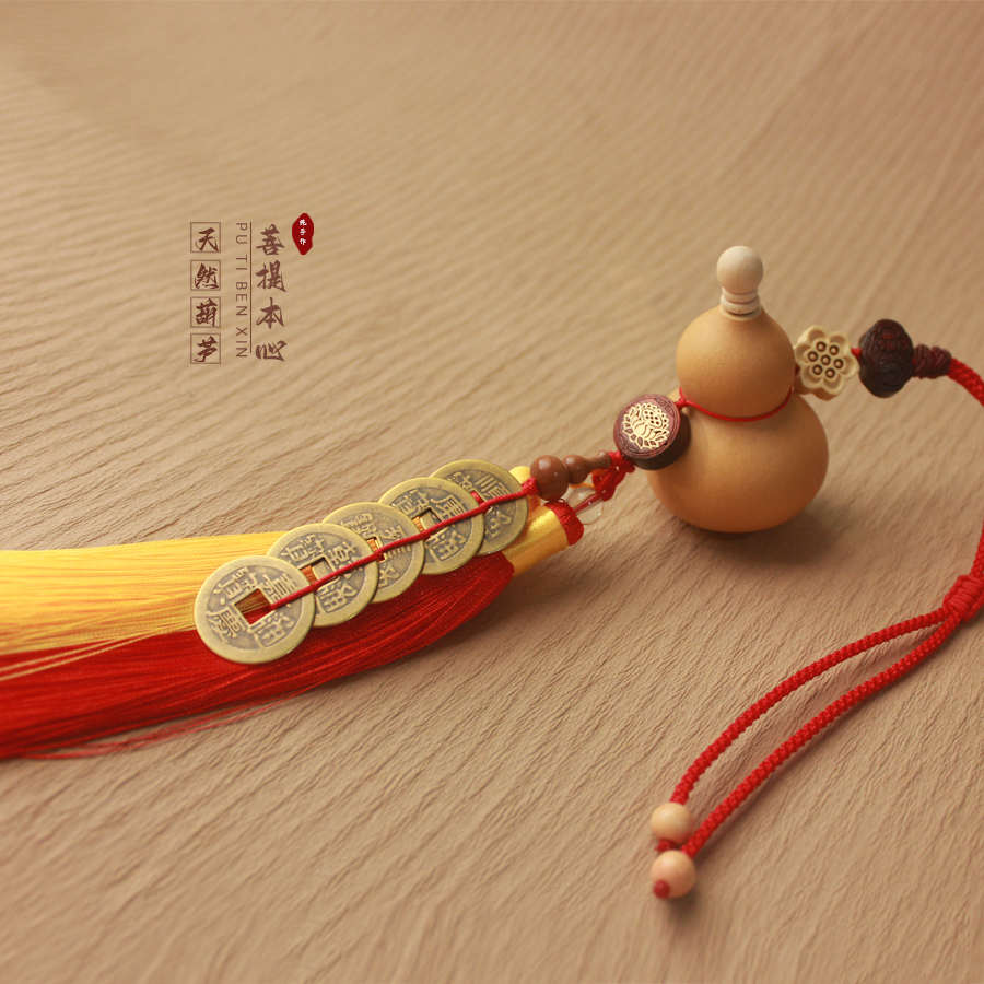 天然葫芦黄铜五帝钱门对门挂件大门客厅玄关开口葫芦挂饰吉祥摆件