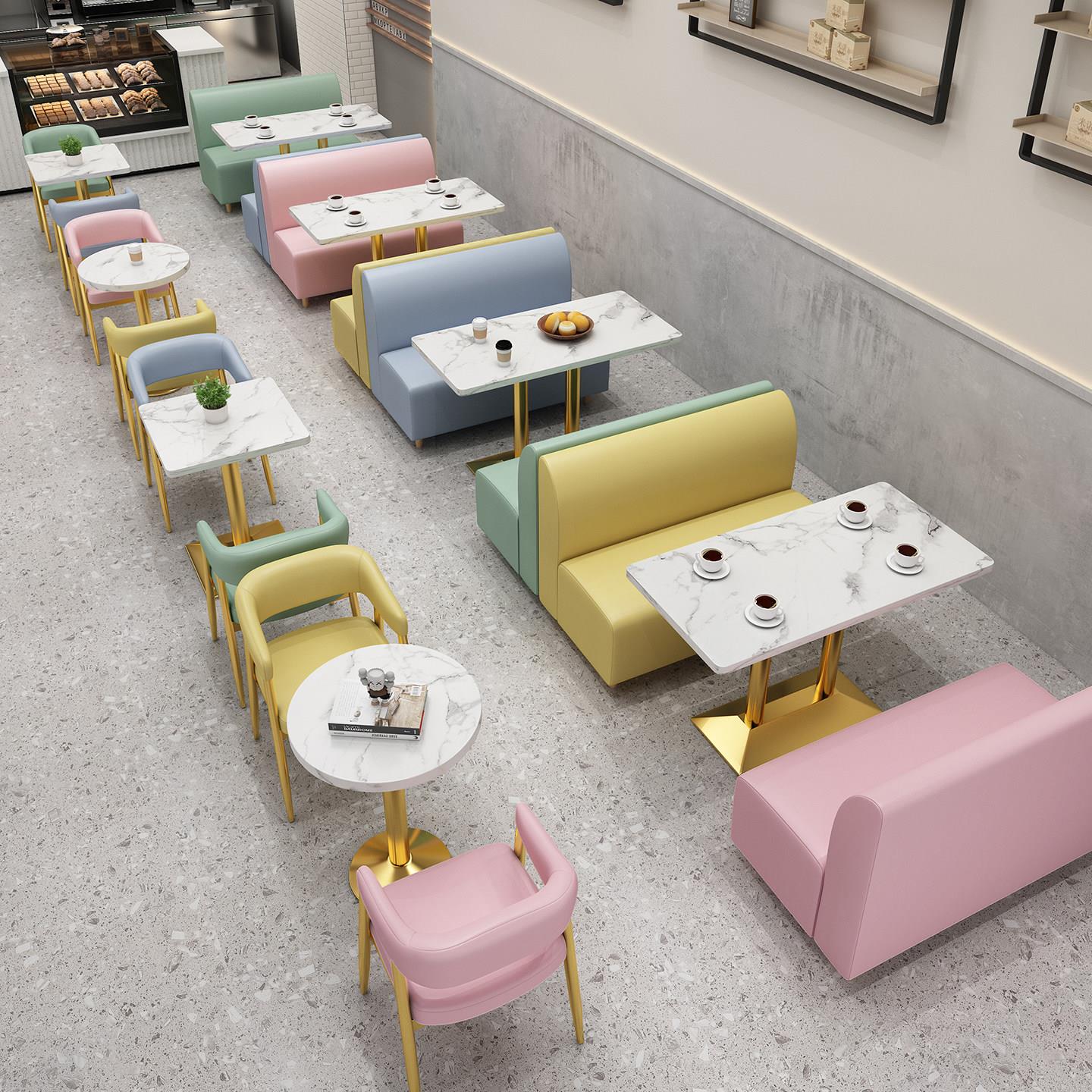 网红甜品奶茶店桌椅组合轻奢休闲汉堡蛋糕店西餐厅咖啡馆卡座沙发