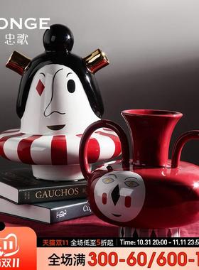 北欧极简样板房创意艺术摆件设计师家居玄关装饰品摆设陶瓷工艺品