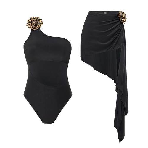Jumpsuit women's flower single shoulder one-piece hollow