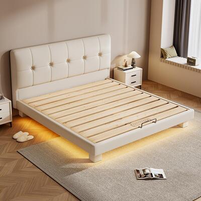 纯实木薄床头悬浮床互不干扰静音加厚1.8米榻榻米排骨架支持定制