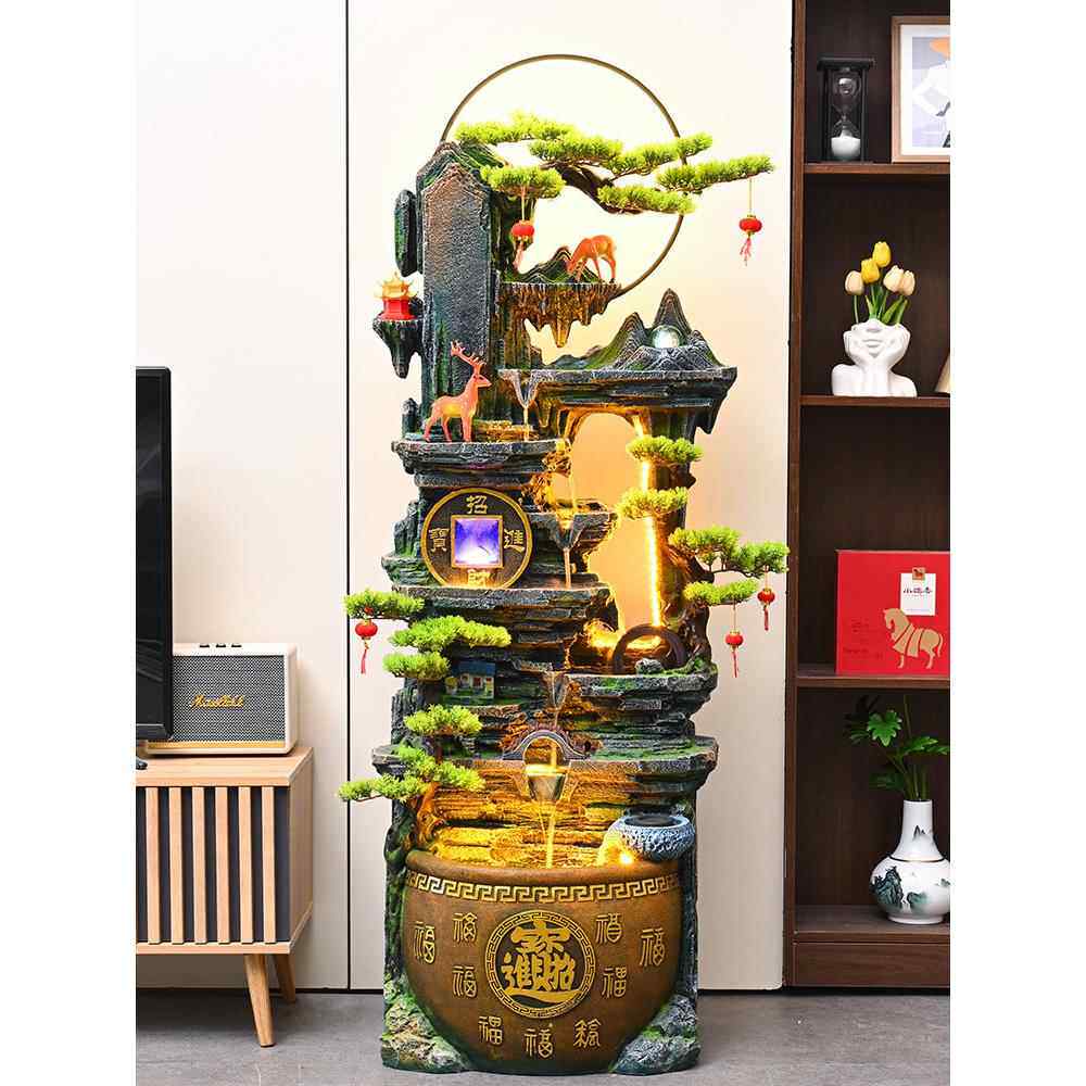 中国假山流水财富喷泉装饰客厅办公室循环水景观鱼缸加湿器装饰