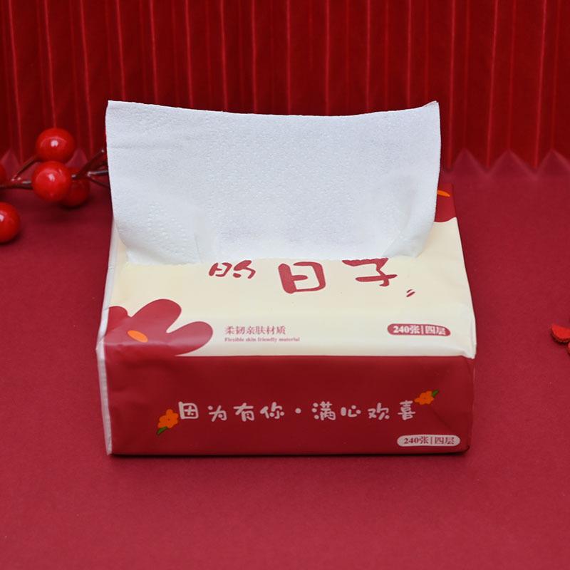 婚宴771627纸巾小包装红色喜字婚抽纸宴用箱品整餐巾纸庆用品婚大