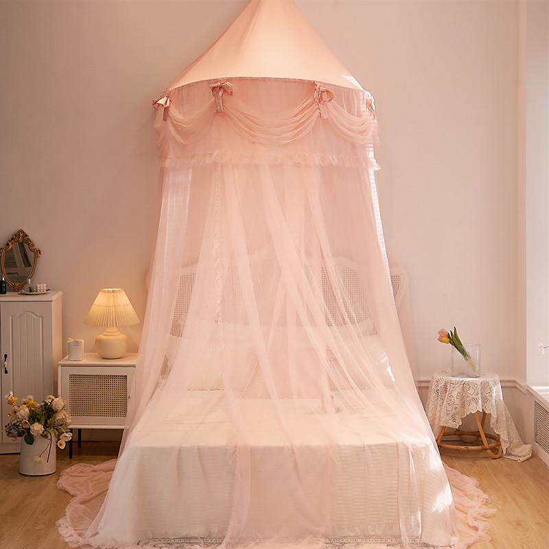 儿童蚊帐公主风女孩上下铺家用半圆顶吊挂免打孔安装ins防尘床