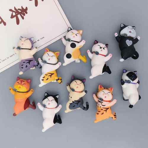 卡通跳舞猫磁铁冰箱贴网红立体猫咪磁铁家居装饰吸铁石留言帖
