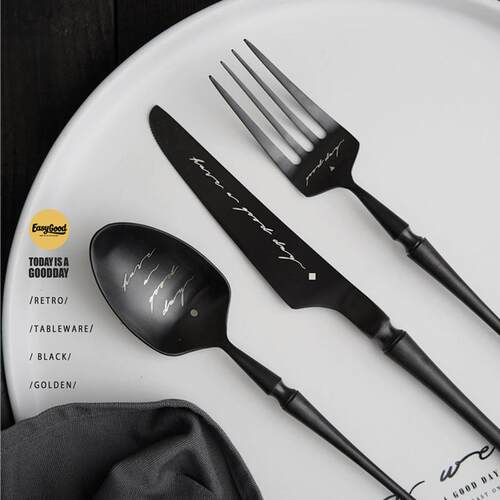 Easygood简约ins304不锈钢刀叉勺家用网红北欧创意西餐餐具套组