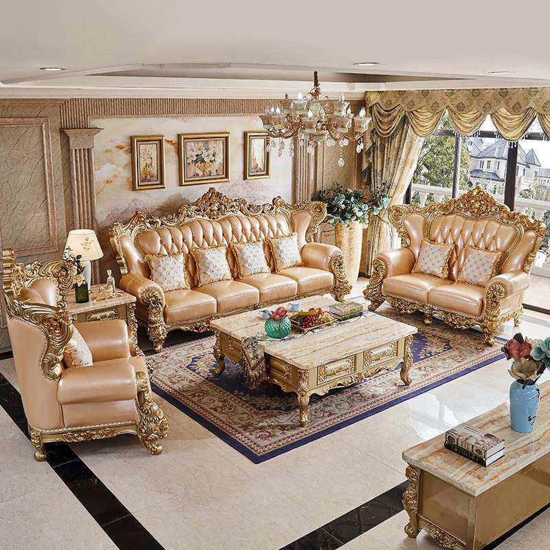 欧式正方形茶几大户型客厅奢华大理石茶桌实木雕花茶几电视柜组合