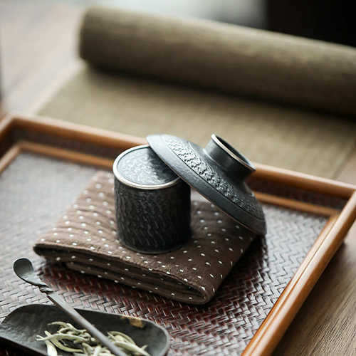 黑玄黑陶盖置小号功夫茶具摆件可养摆件家用茶壶盖子支撑复古茶玩