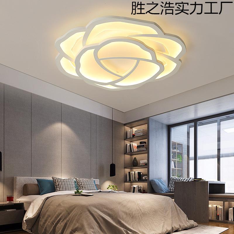 卧室灯现代简约新款温馨浪漫房间灯创意玫瑰花主卧书房led吸顶灯