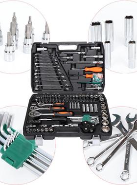 修车具12套1件套汽修组套机修工组工套具筒扳手手动91284组合工具