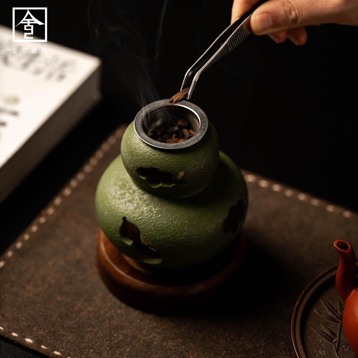 复古陶瓷香薰炉蜡烛加热可干烧提香烤泡茶炉高端家用室内薰香蜡烛