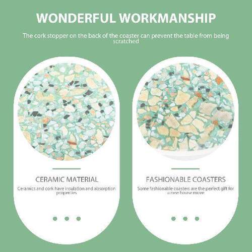 2 Pcs Non Absorbent Coaster Ceramic Coasters for Drinks