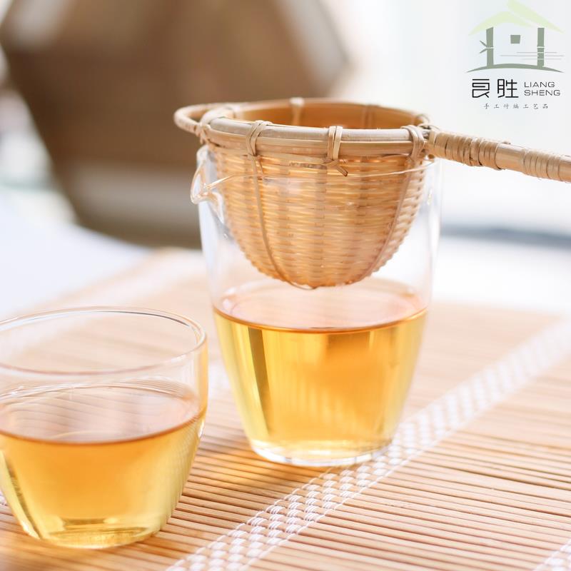 竹编茶漏茶滤 精品日式茶道器具 复古茶具防烫过滤器漏斗天然环保