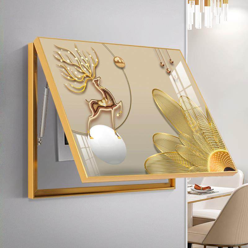 定做福免鹿表箱装饰画打孔配箱挡遮挂画画现代餐简约电电电闸厅箱