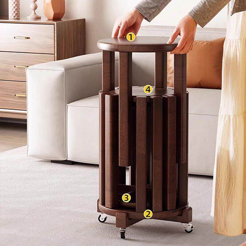 实木可叠茶几组放合无品牌/凳子叠叠乐叠圆凳餐桌待滑客备用凳带