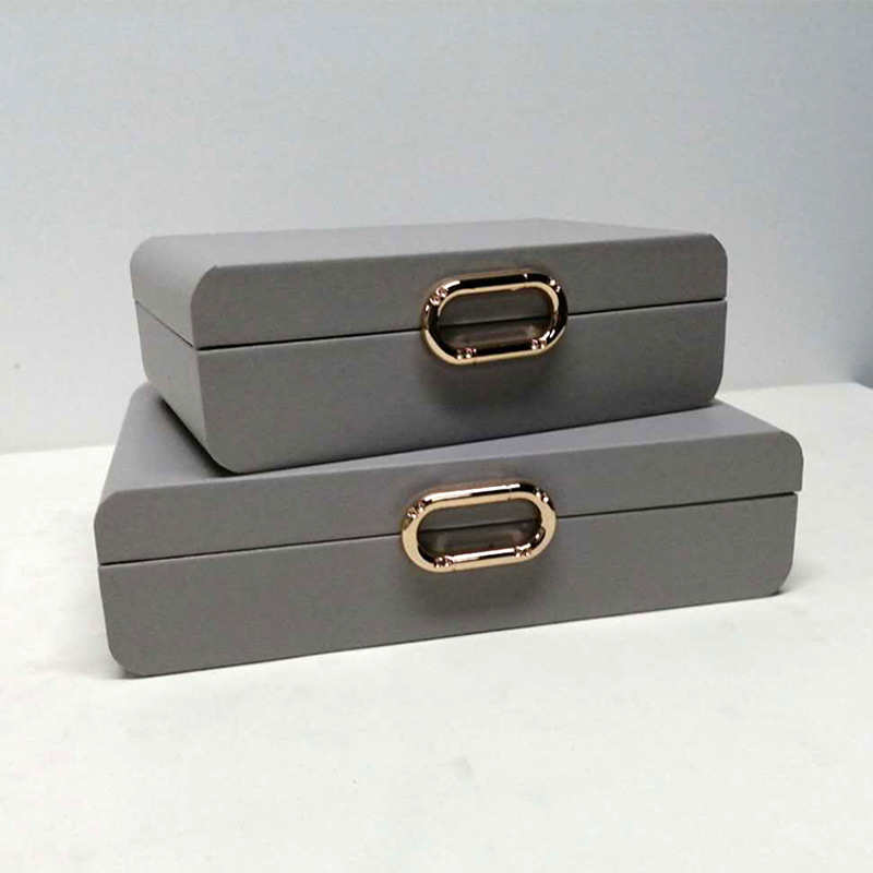 新中式首饰盒样板房衣帽间家居软装饰品盒子摆件皮革珠宝收纳盒