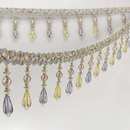 楚脉双色金珠水滴花边窗帘辅料花边窗帘珠子花边吊坠厂家批发零售