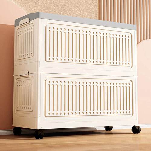 Folding plastic box with lid and pulley for storage box