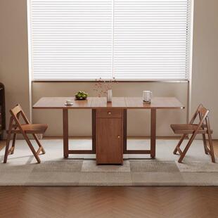 实折叠GKE餐桌小户木型可桌伸缩靠收墙长方形饭家用岩板纳型吃饭