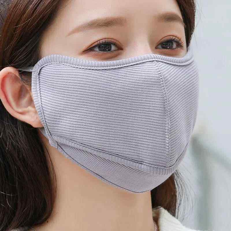 秋冬保暖口罩女防护防寒防尘时尚条纹潮流简约可爱透气户外
