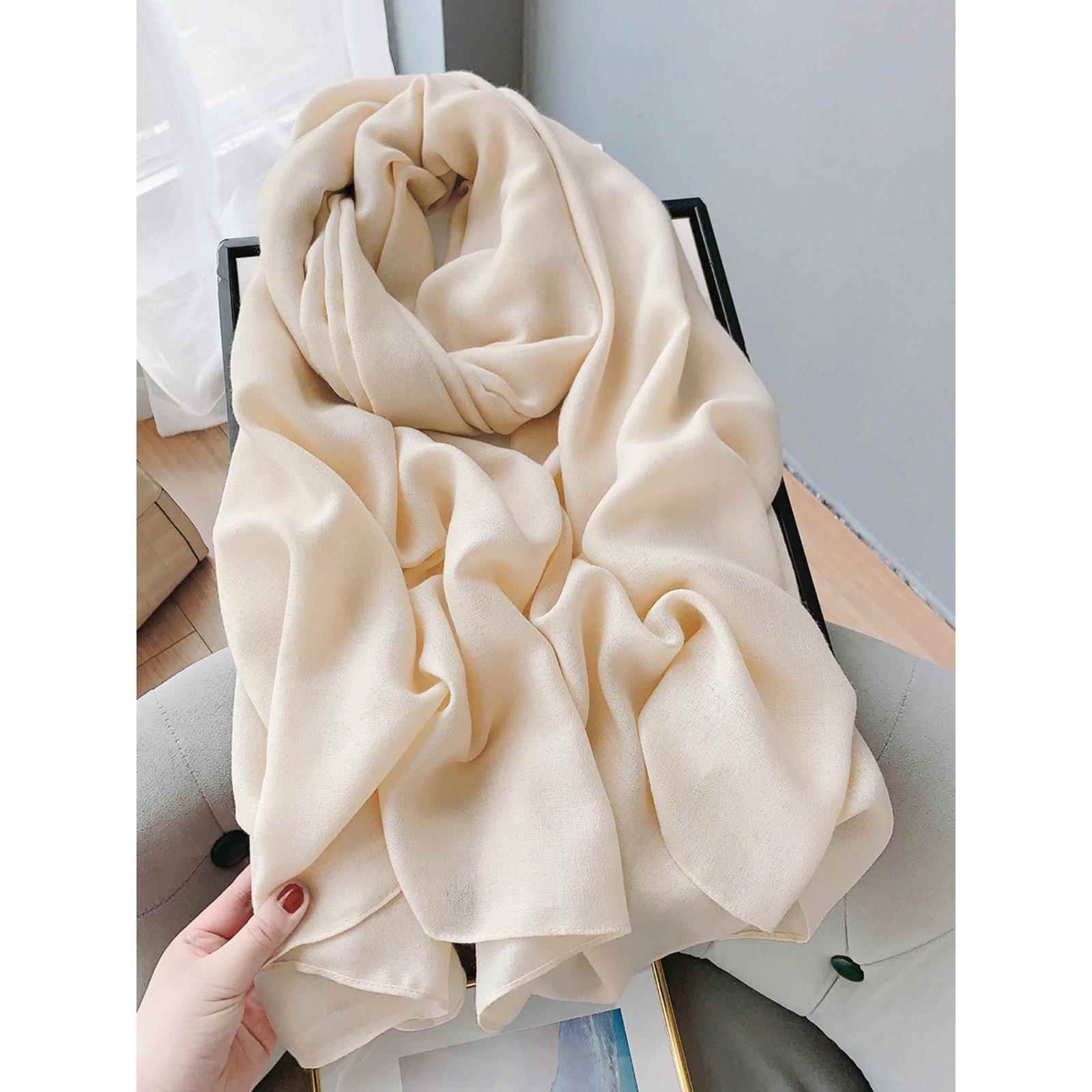 围巾女文艺韩版长款纯色披肩新款百搭护颈丝巾空调房外搭1026u