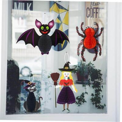 2pcs Halloween Honeycomb ball witch spider decorate万圣装饰
