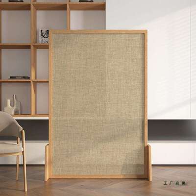 中新室实木屏风隔断式客厅入户日式奶油风可移动家用EXX茶办公室