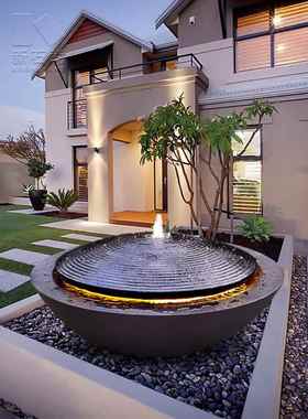 喷泉水景小品流水花园庭院简约现代创意水钵别墅落地装饰摆件桌面