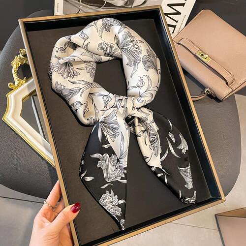 Printed square scarf imitated silk headband headscarf 头巾