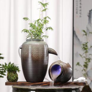 循环流水陶罐古法养鱼庭院鱼缸造景摆件阳台室外鱼池造景DIY配件