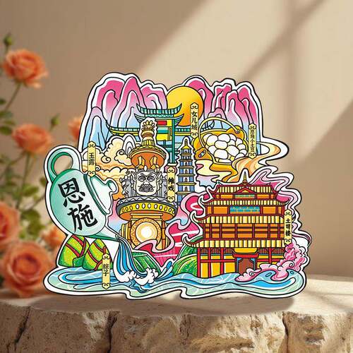 武汉冰箱贴木质湖北城市旅游景区景点文创装饰贴工艺礼品恩施木艺